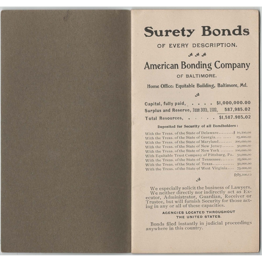 Vintage 1894 Reference Calendars 1776-1976 American Bonding Co Baltimore Booklet - Picture 2 of 3